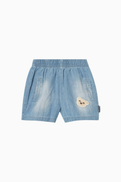 Palm Angels Bear Patch Chambray Shorts in Denim