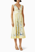 Self-Portrait Bow V-neck Dress in Cotton
