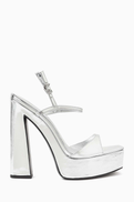 Schutz 148 Platform Sandals in Metallic Leather