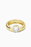 CZ by Kenneth Jay Lane Round CZ Band Ring in Rhodium-plated Brass