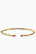 David Yurman Micro Cablespira Flex Ruby Bracelet in 18kt Gold
