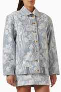 Aje Blossom Lace Jacket in Denim