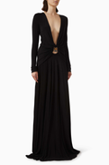 Christopher Esber Bezel Quartz Ruched Dress in Jersey