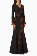 NASS Pleated-trim Maxi Dress