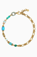 Mon Reve Rialta Stone Chain Necklace in Gold-plated Brass