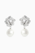 Self-Portrait Mini Crystal Flower Pearl Earrings