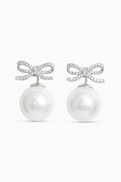 Self-Portrait Crystal Bow Pearl-back Earrings