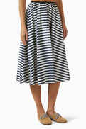 Maje Striped Midi Skirt