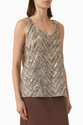 Brunello Cucinelli Chevron Embellished Top in Silk