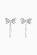 Self-Portrait Crystal Bow Droplet Earrings