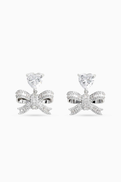 Self-Portrait Crystal Heart Bow Drop Earrings