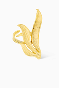 Lynyer Sylva Leaf Cocktail Ring in 24kt Gold-plated Metal