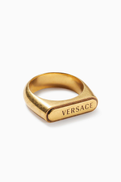 Versace Logo Tag Ring in Brass