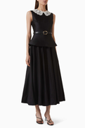 Self-Portrait Peplum Midi Dress in Taffeta