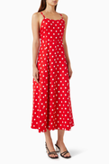 Maje Polka Dot-print Midi Dress