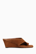 SANDRO Square Toe Sandals in Suede