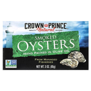 Crown Prince Natural, Smoked Oysters In Olive Oil, 3 oz 85 g