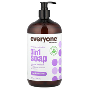 Everyone, 3 in 1 Soap, Body Wash, Bubble Bath, Shampoo, Vanilla + Lavender, 32 fl oz 946 ml