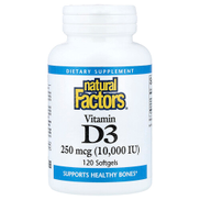 Natural Factors, Vitamin D3, 250 mcg 10,000 IU, 120 Softgels