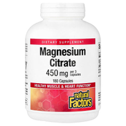 Natural Factors, Magnesium Citrate, 180 Capsules 150 mg per Capsule