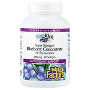 Natural Factors, BlueRich، مركز التوت الأزرق فائق القوة، 500 ملجم، 90 كبسولة هلامية