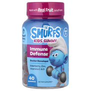 The Smurfs, حلوى مضغ للأطفال، دفاع مناعي، للأعمار من 3 سنوات فما فوق، توت السنافر، 40 علكة